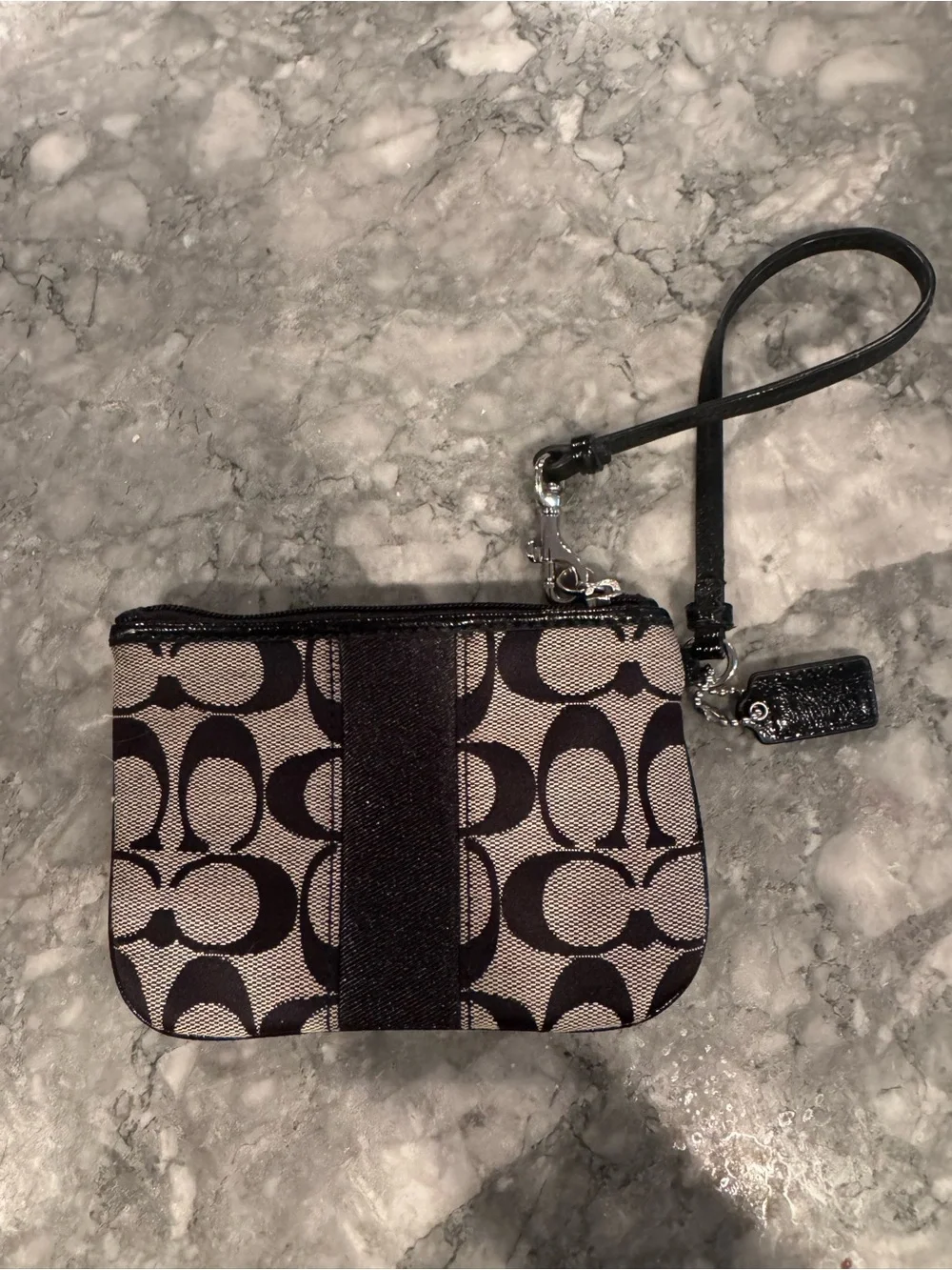 Coach Signature Black/Khaki Wristlet Pouch